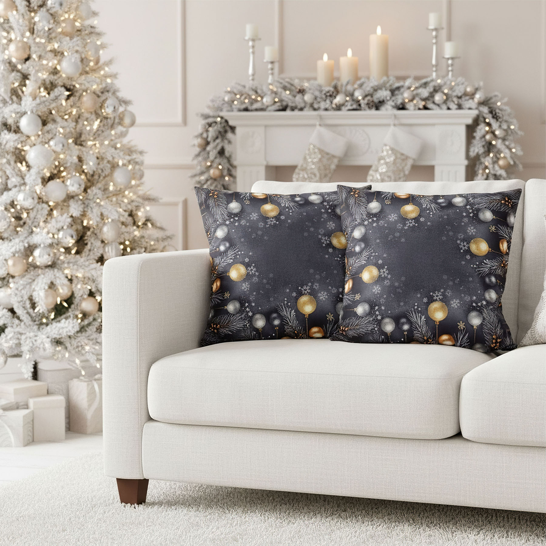 Forbyt Vánoční povlak Jehličí a baňky CYH5918C 40x40 cm