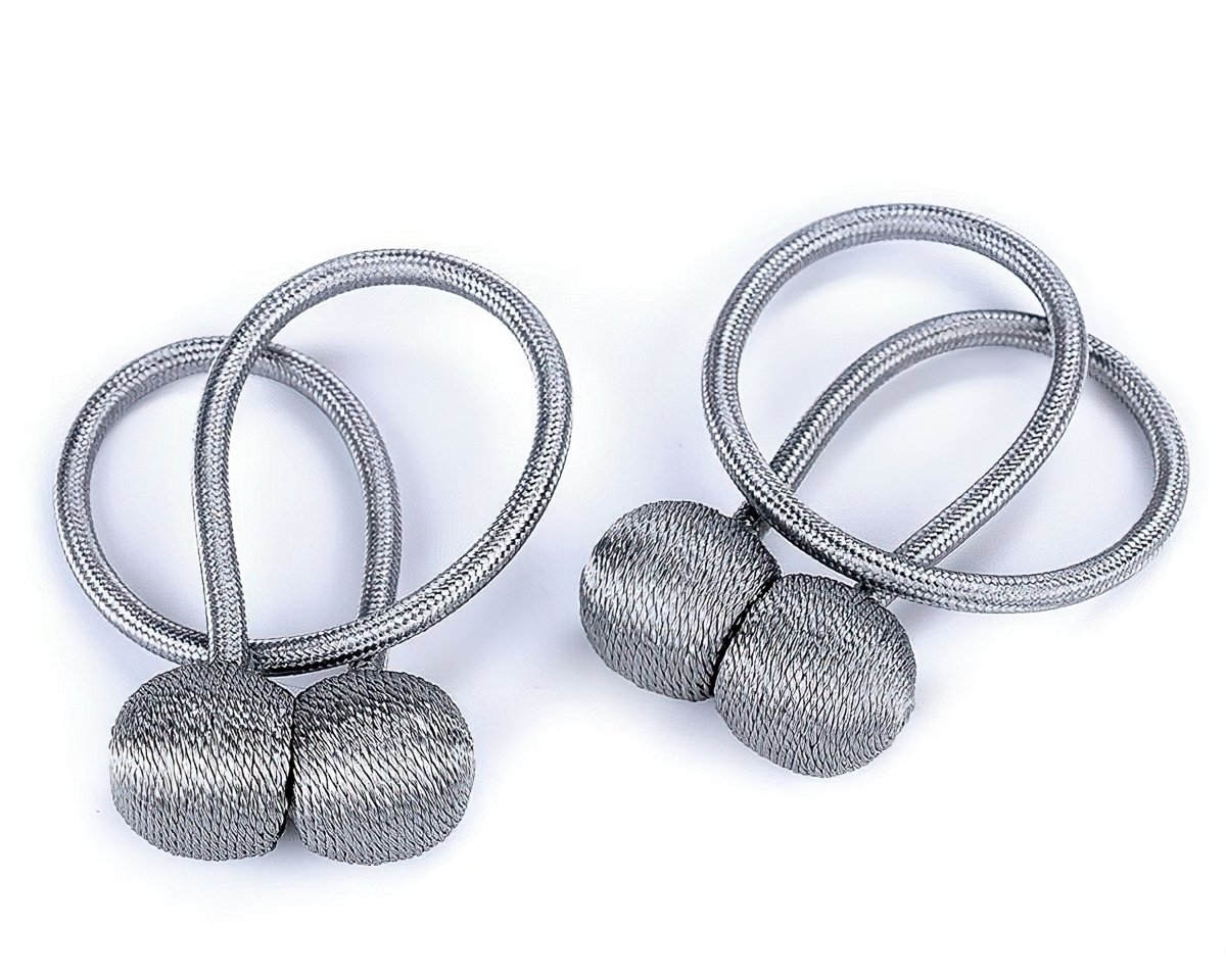 Dekorační úvaz / šňůra na záclony, závěsy s magnetem 790983/7, šedá, 2 ks
