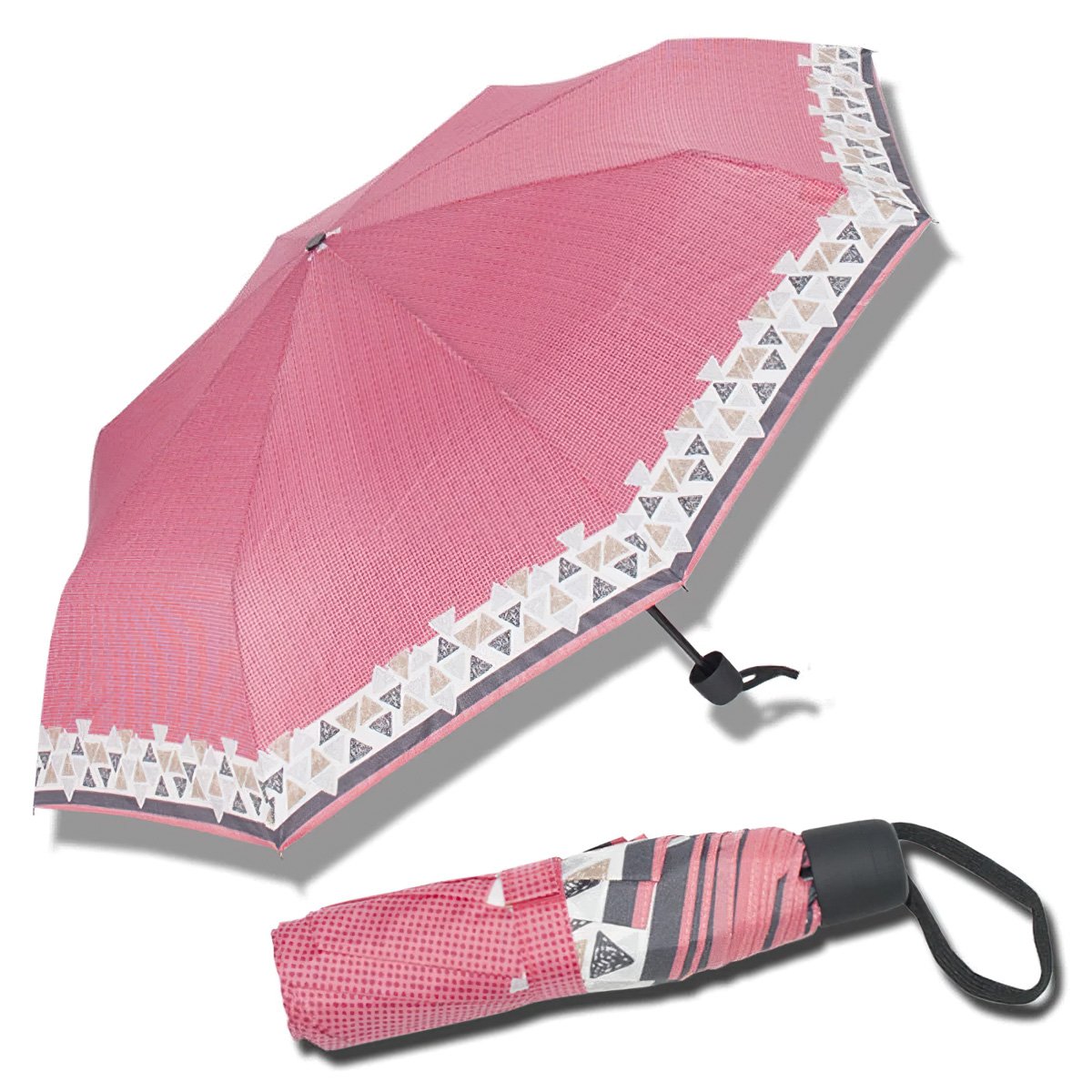 Dámský deštník DOPPLER DERBY 700265PS01, skládací, mechanický, růžový s tečkami, délka 24cm