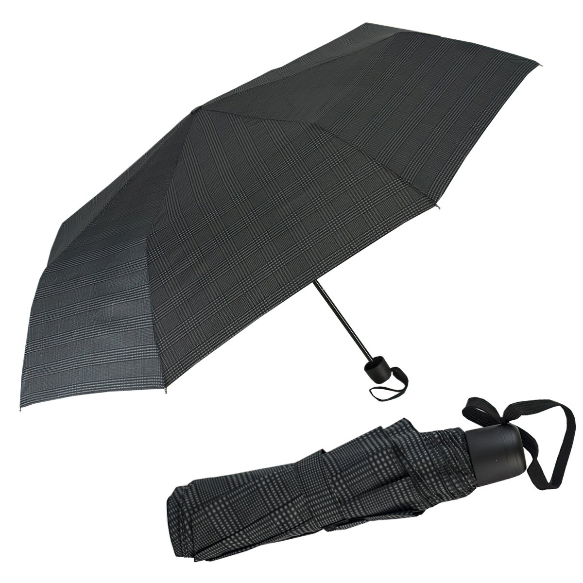 Pánský deštník DOPPLER DERBY 700267PCZ02, skládací, mechanický, černé káro, délka 24cm