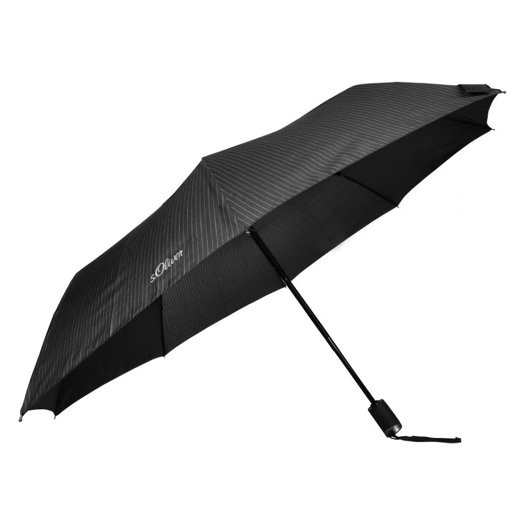 Pánský deštník s.Oliver 746167SO, skládací, plně automatický, černý proužek, délka 29cm