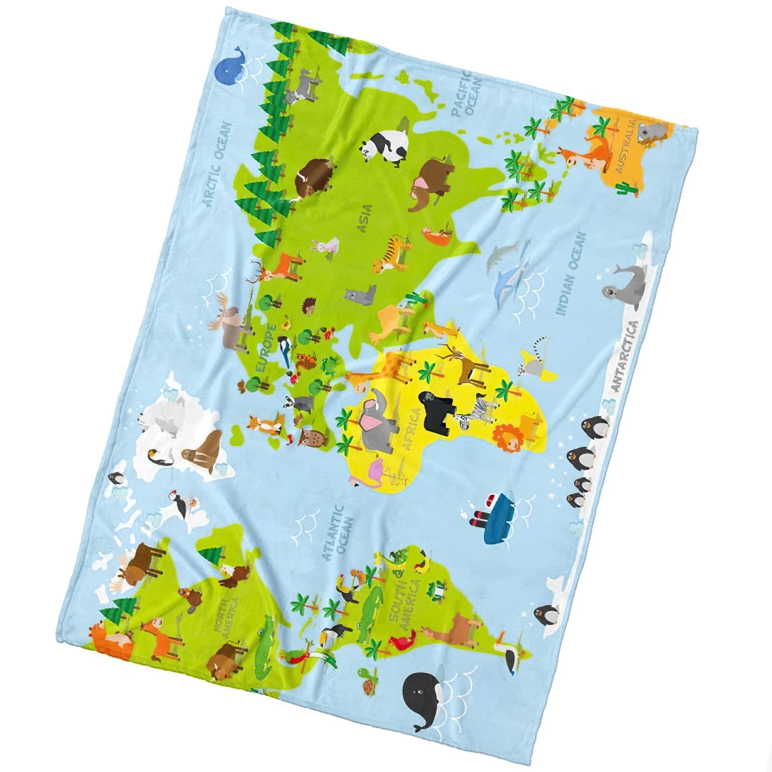 TipTrade s.r.o. Dětská deka Mapa Zvířat 150x200 cm