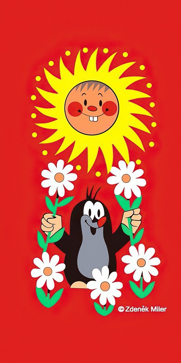 Matějovský Dětská plážová osuška KRTEK A SLUNÍČKO (Krteček), červená, froté, 70x150cm