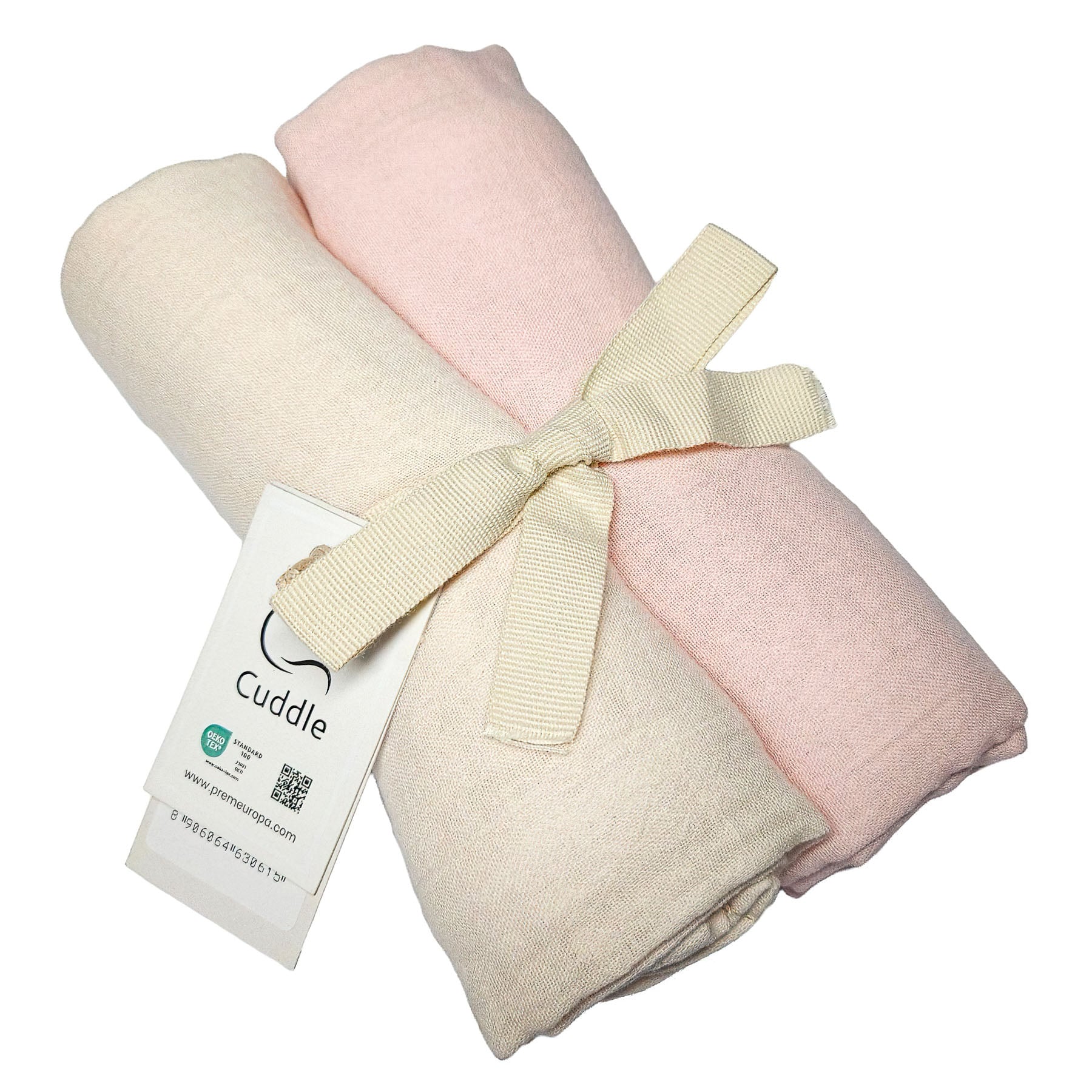 PREM Dětské bavlněné látkové / mušelínové pleny MUŠELÍN cream+pink, smetanová a růžová, 130g/m2, 70x70cm, 2 kusy v balení