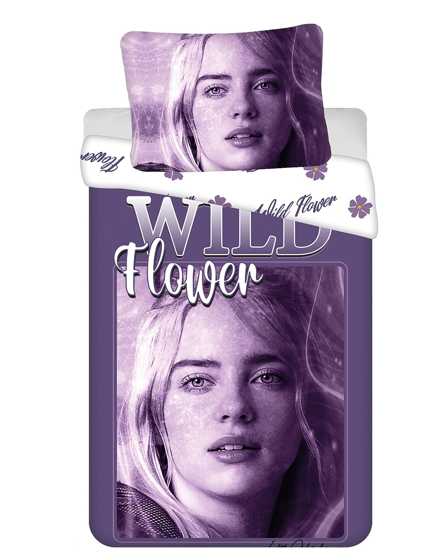 Jerry Fabrics dětské povlečení hudební BILLIE EILISH, fialové, bavlna hladká, 140x200cm + 70x90cm