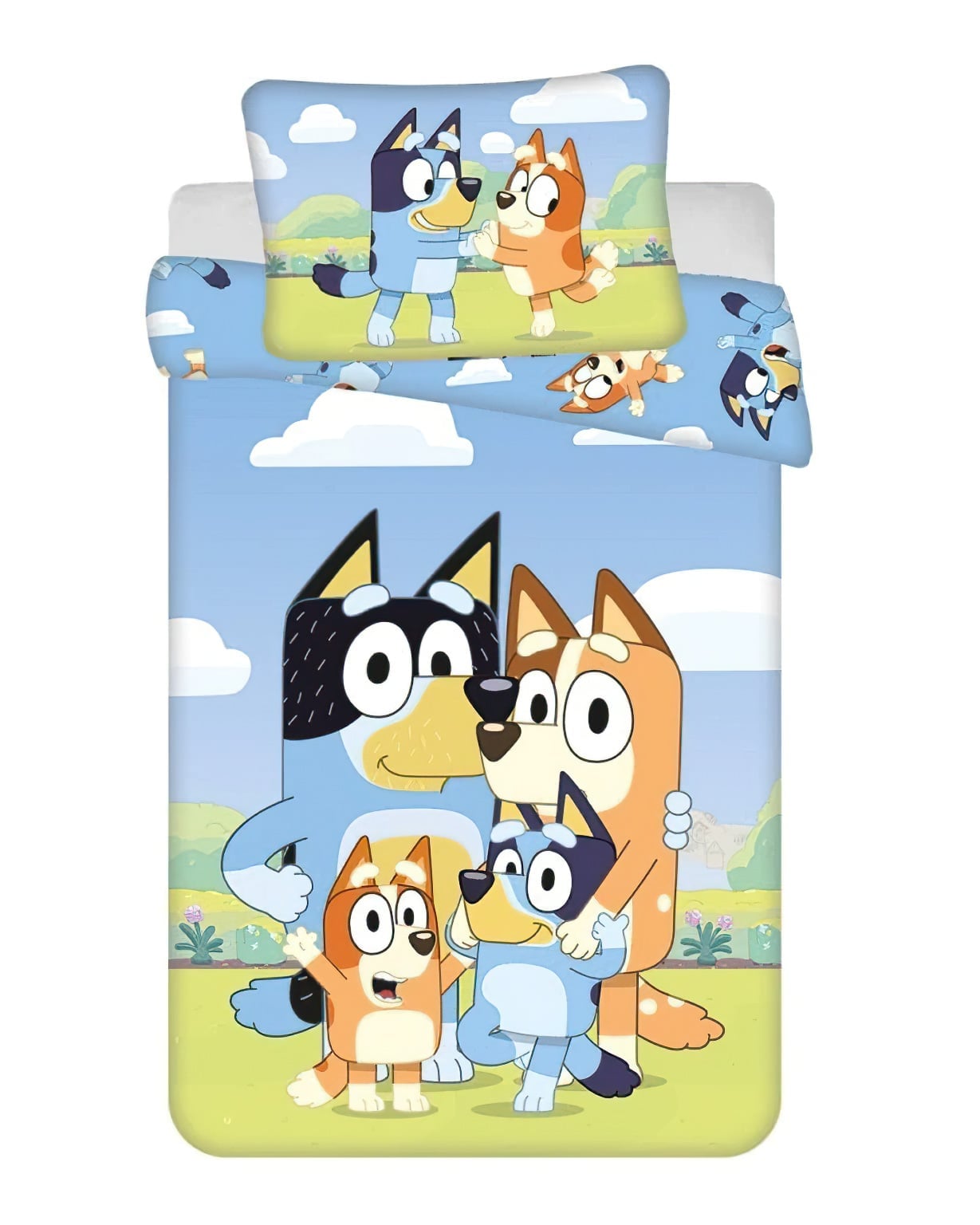Jerry Fabrics Dětské povlečení do postýlky BLUEY 004 BABY, modro-zelené, bavlna hladká, 100x135cm + 40x60cm