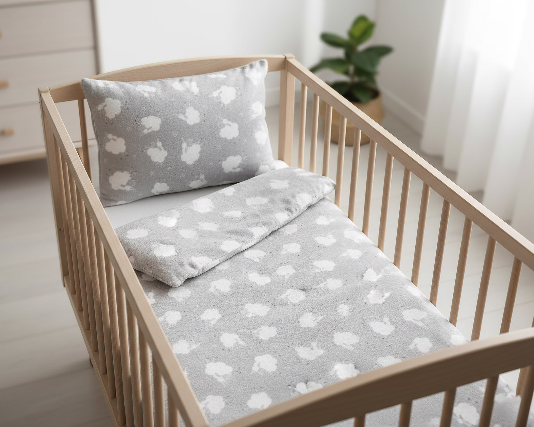 Seep well Dětské povlečení do postýlky OVEČKY SVĚTLE ŠEDÉ, mikroplyš, 90x135cm + 40x60cm