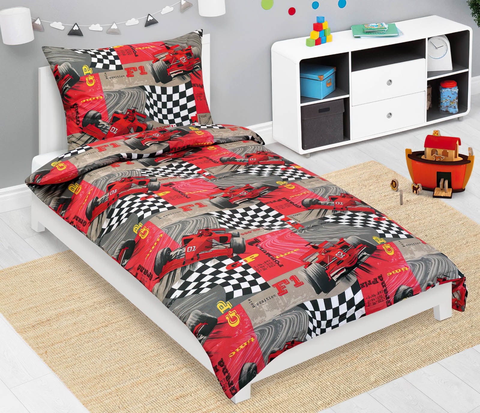 Bellatex Dětské povlečení FORMULE ČERVENÁ, bavlna hladká, 140x200cm + 70x90cm