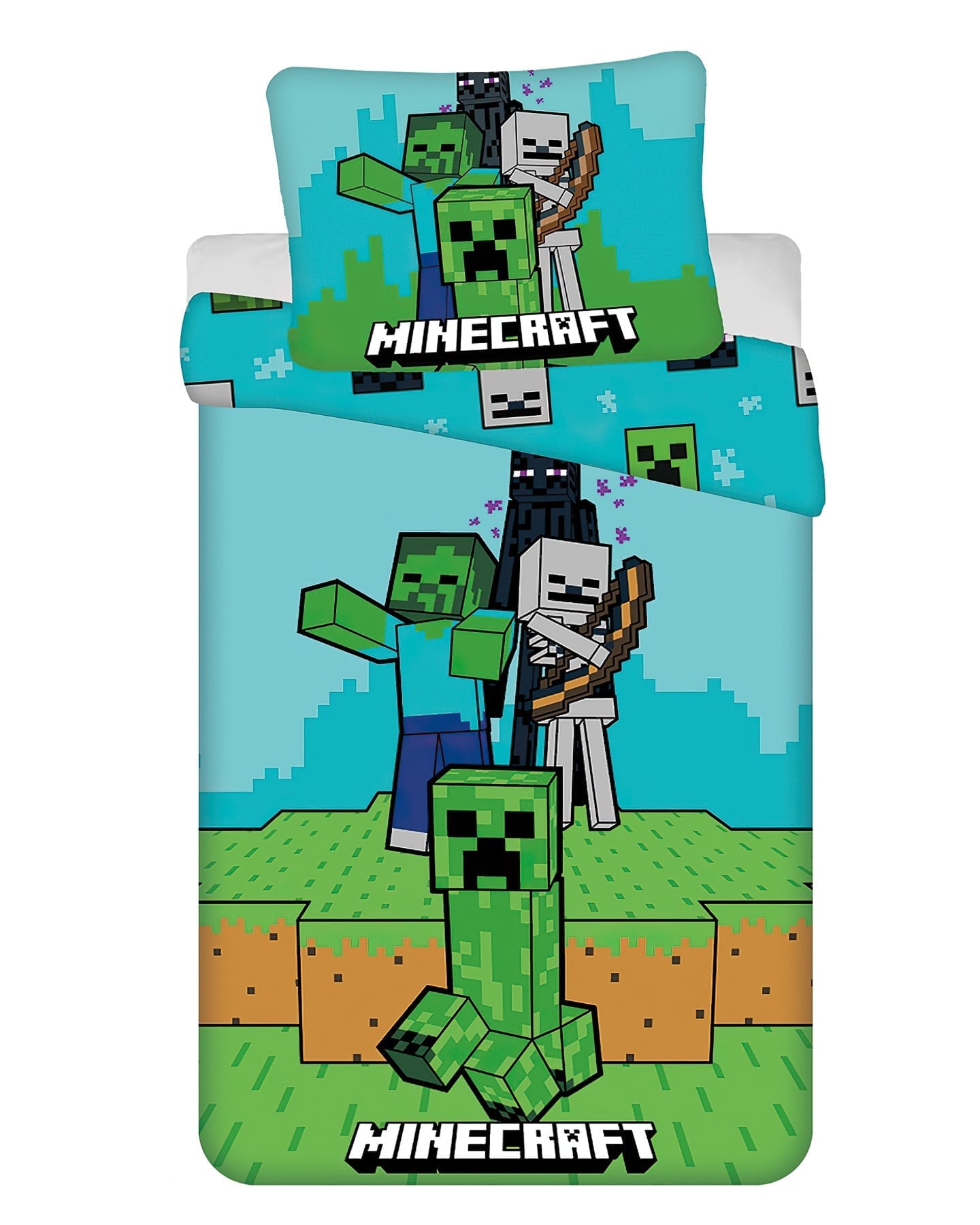 Jerry Fabrics povlečení MINECRAFT MOBS HERE, zelené, bavlna hladká, 140x200cm + 70x90cm