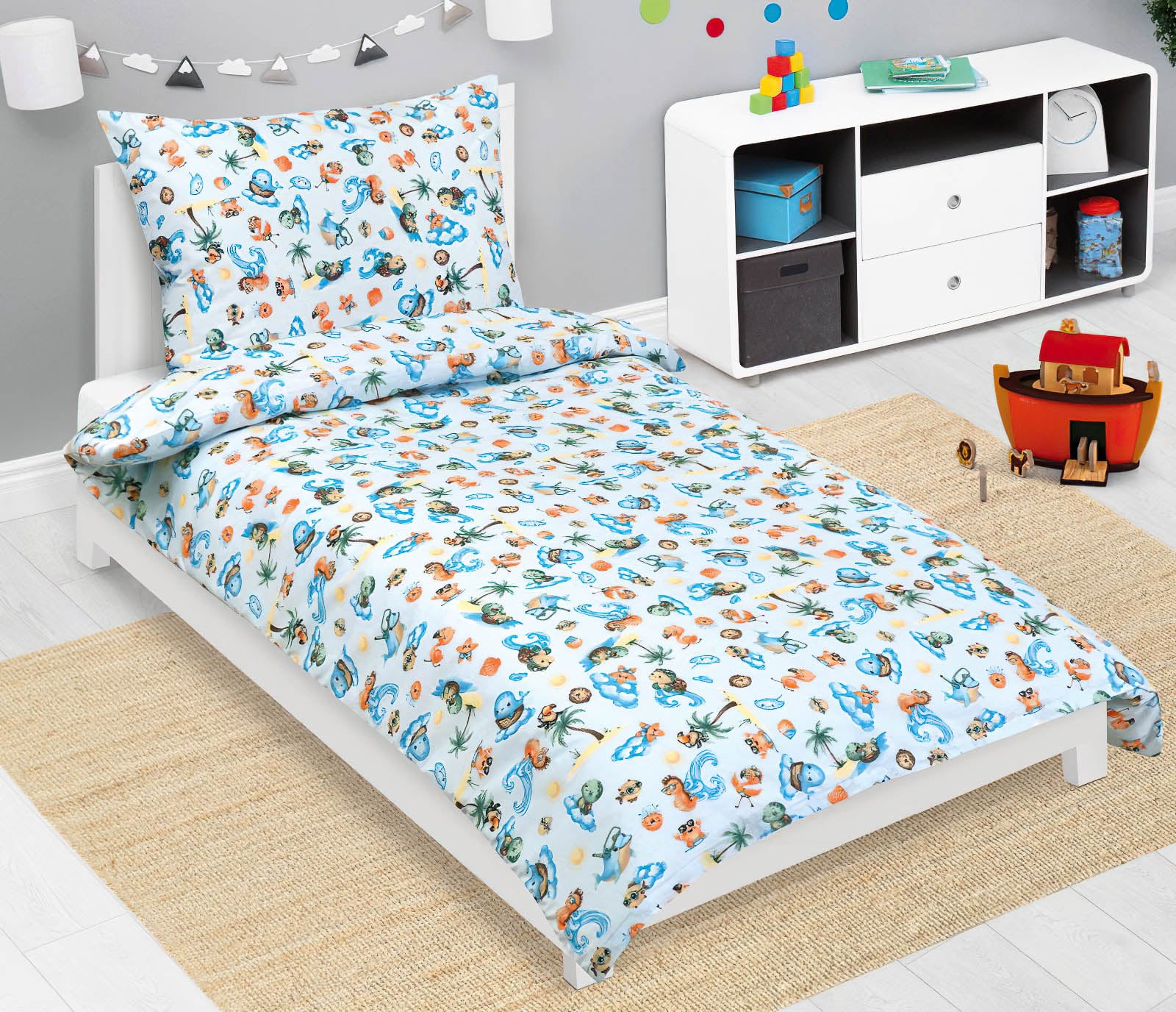 Bellatex Dětské povlečení MOŘE MODRÁ, bavlna hladká, 140x200cm + 70x90cm
