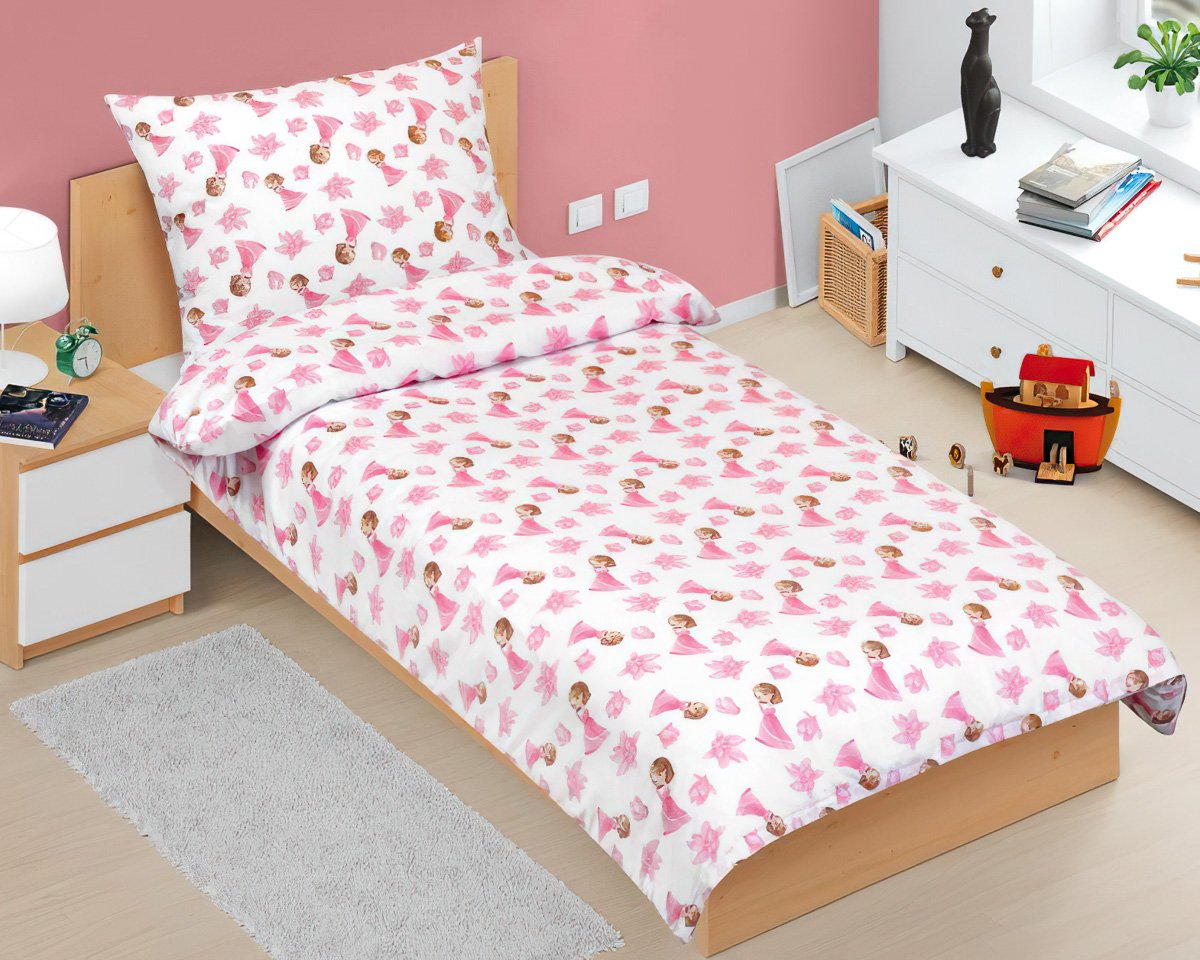 Bellatex Dětské povlečení PRINCEZNA RŮŽOVÁ, bavlna hladká, 140x200cm + 70x90cm