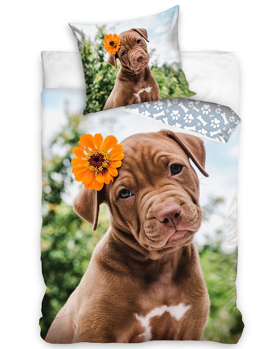 TipTrade s.r.o. Bavlněné povlečení Štěňátko s Květinkou