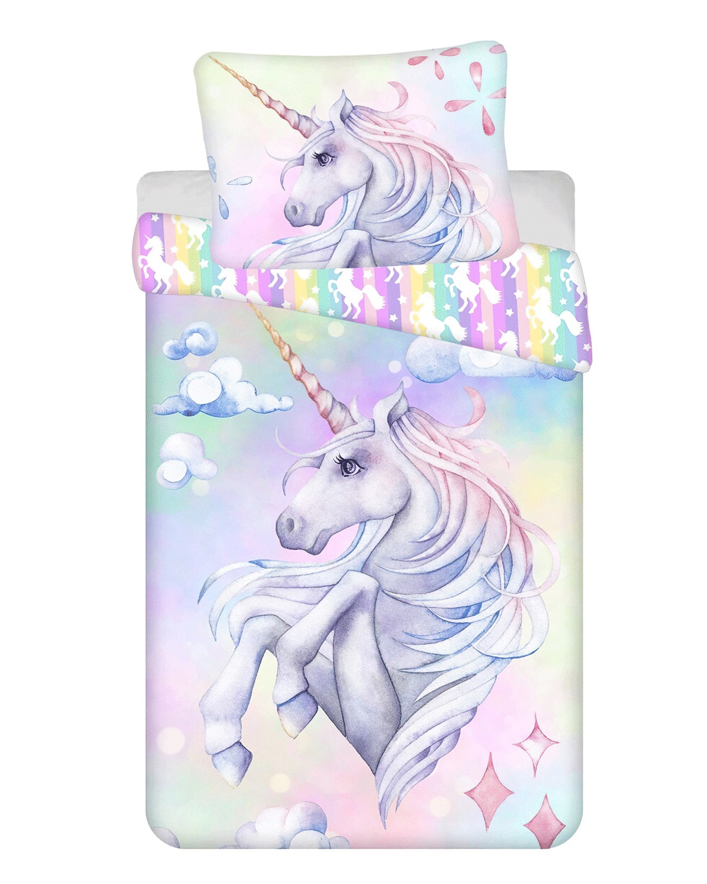 Jerry Fabrics Povlečení fototisk Unicorn Pastel Rainbow Varianta: Povlečení fototisk Unicorn Pastel Rainbow 140x200, 70x90 cm