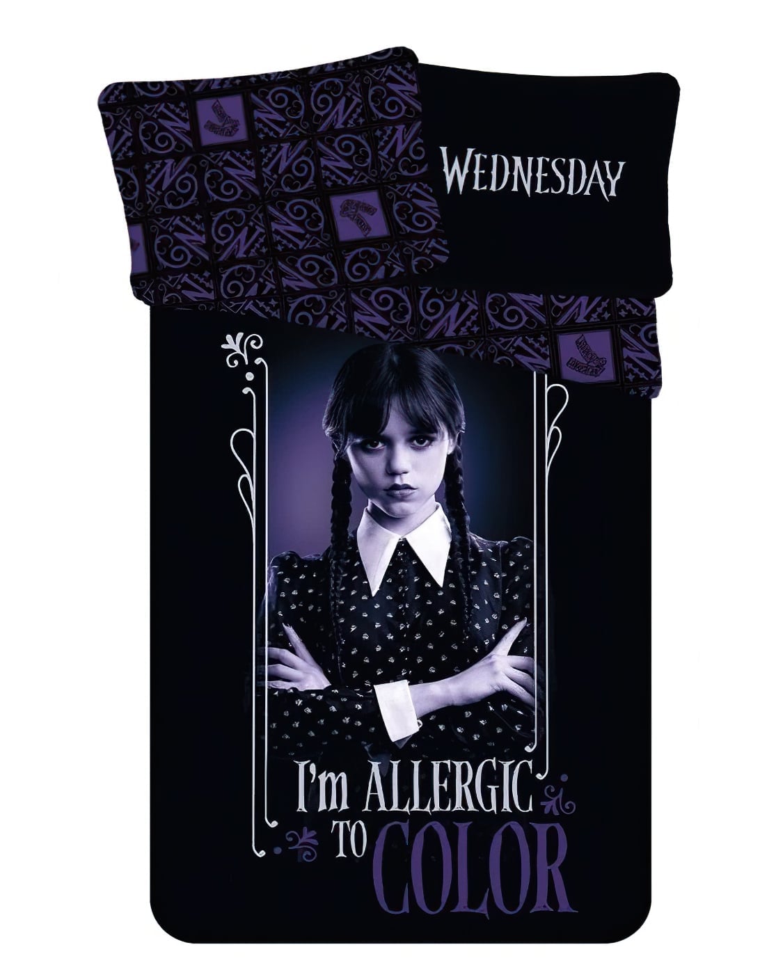 Jerry Fabrics WEDNESDAY COLOR, fialovo-černé, bavlna hladká, 140x200cm + 70x90cm