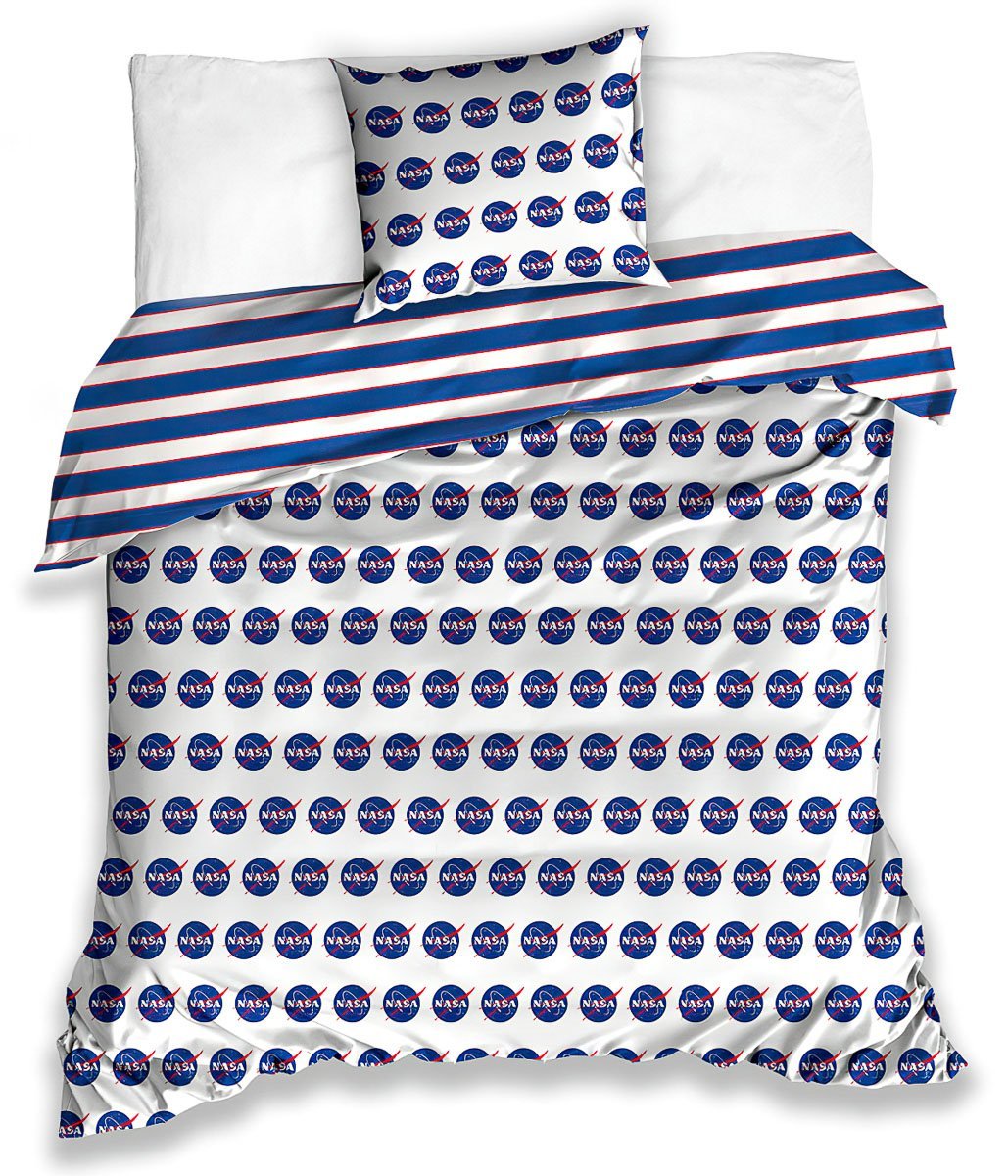 Carbotex povlečení NASA, vesmír na bílé, bavlněný satén, 140x200cm + 70x90cm