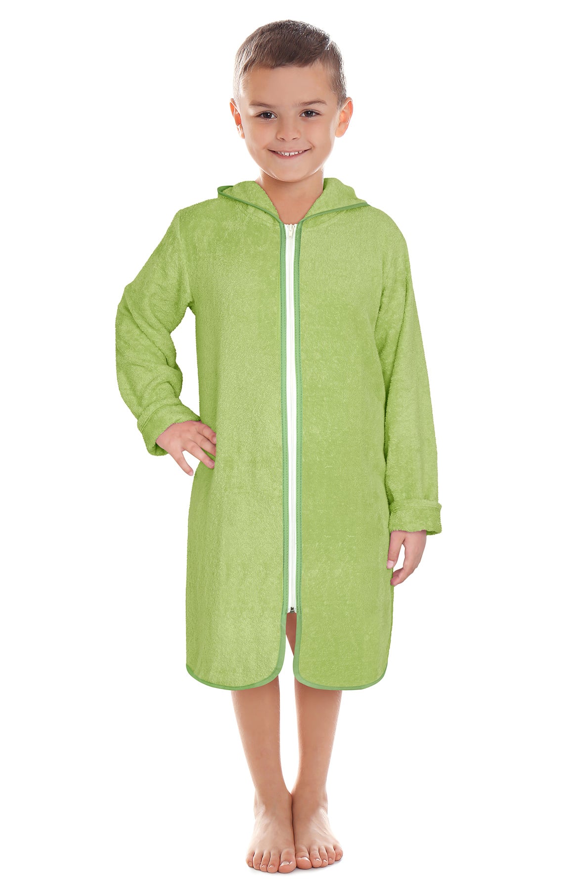 Bellatex Župan FROTÉ NA ZIP 8753/052 zelený, bavlněné froté, dětský, velikost 5-8 let