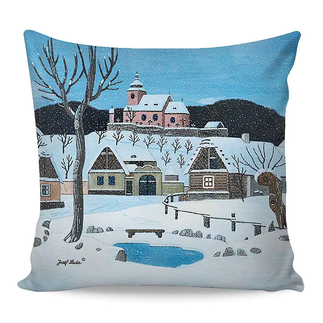 Matějovský dětský polštářek JOSEF LADA TICHÁ NOC, modrý 40x40cm