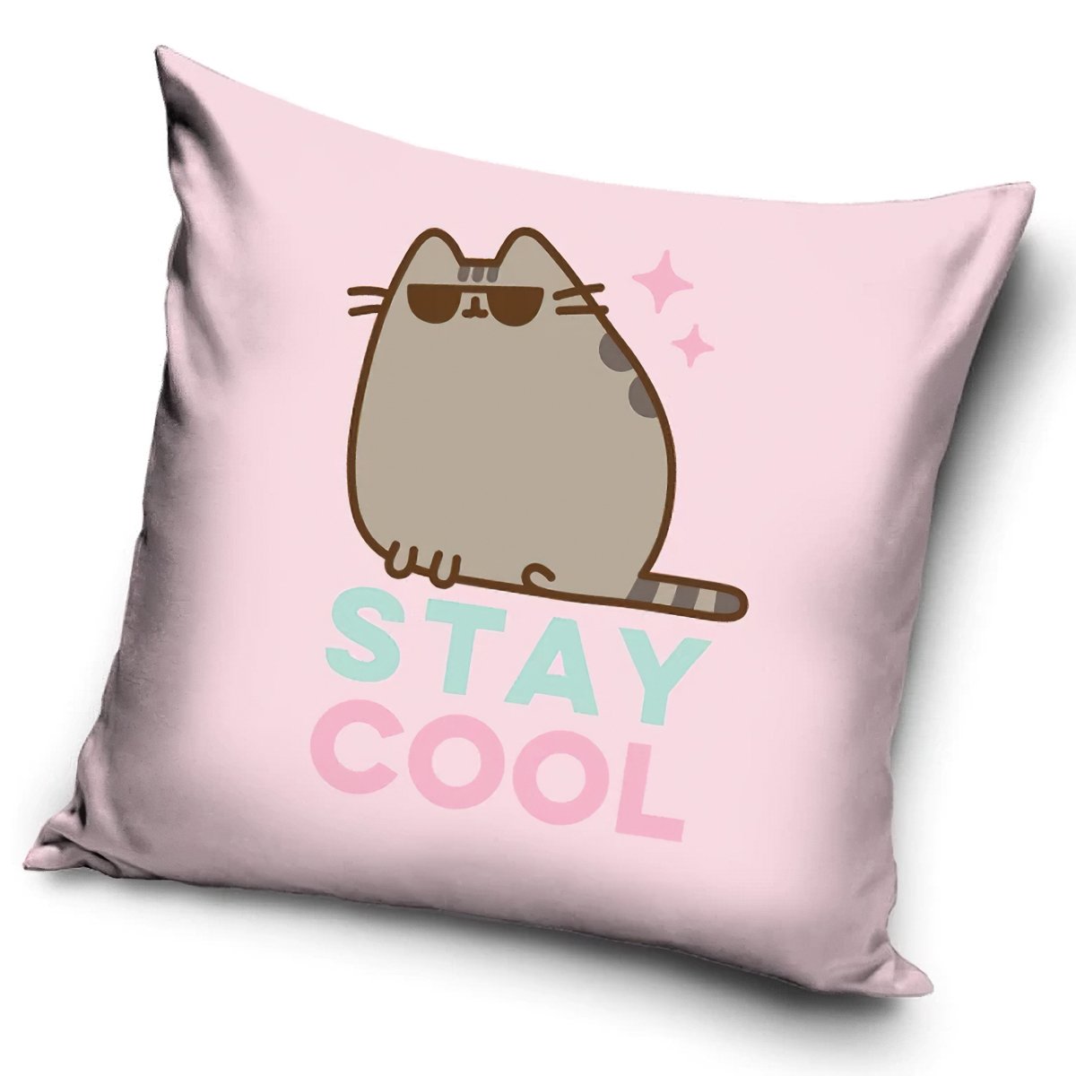 Carbotex dětský povlak na polštářek KOČIČKA PUSHEEN STAY COOL, růžový 40x40cm (více variant výplně)