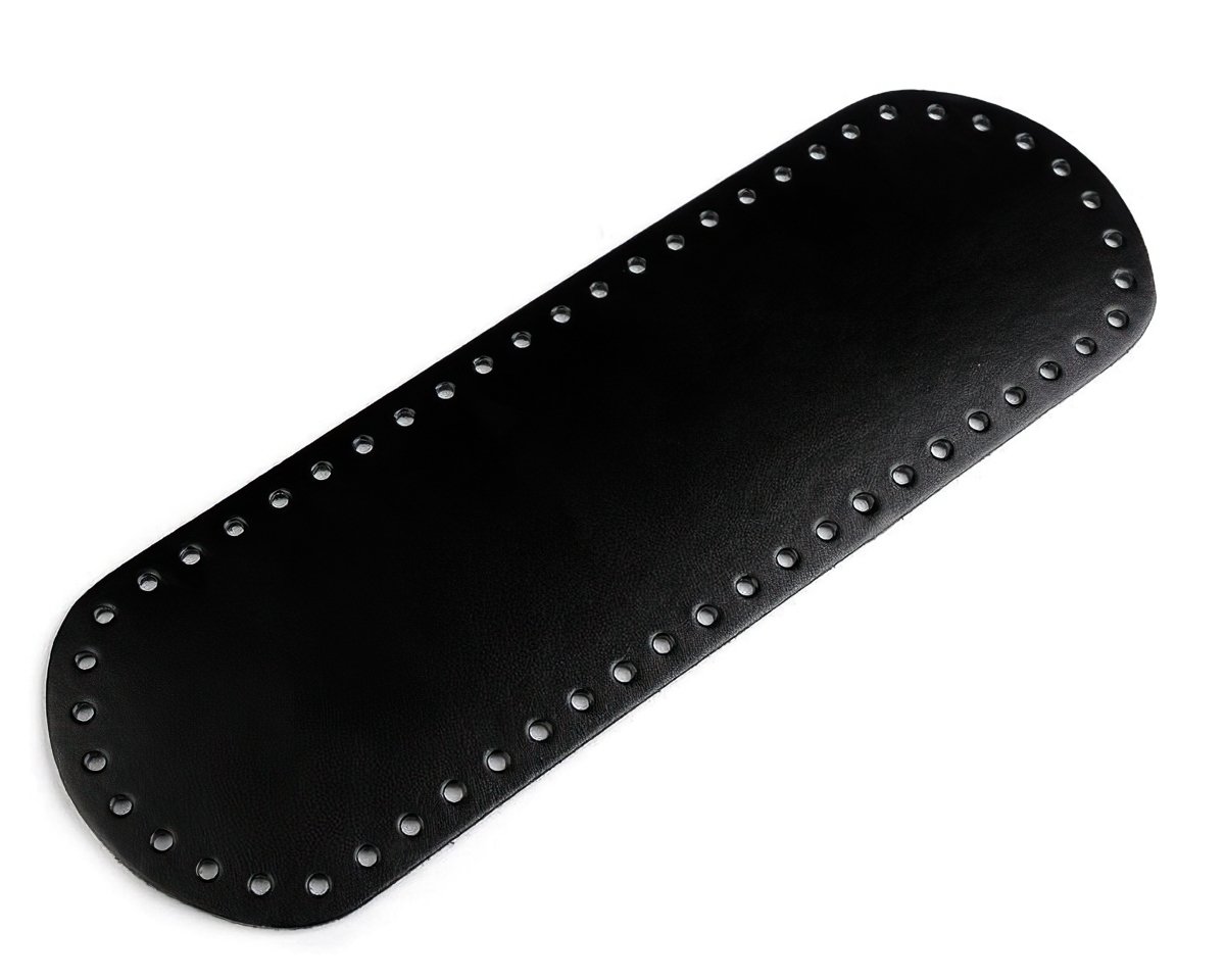 Dno na kabelku / tašku, eko kůže, 750710 jednobarevná NERO/5 černá, 10x30cm, otvor Ø4 mm