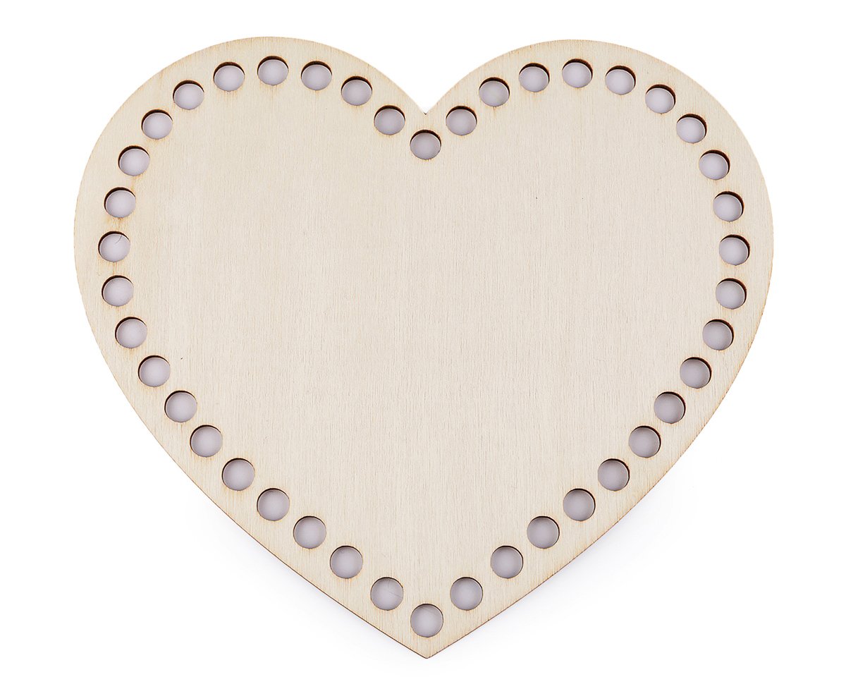 Dno na pletení / výrobu košíků 880003 dřevěné srdce, přírodní světlá, 15x17 cm
