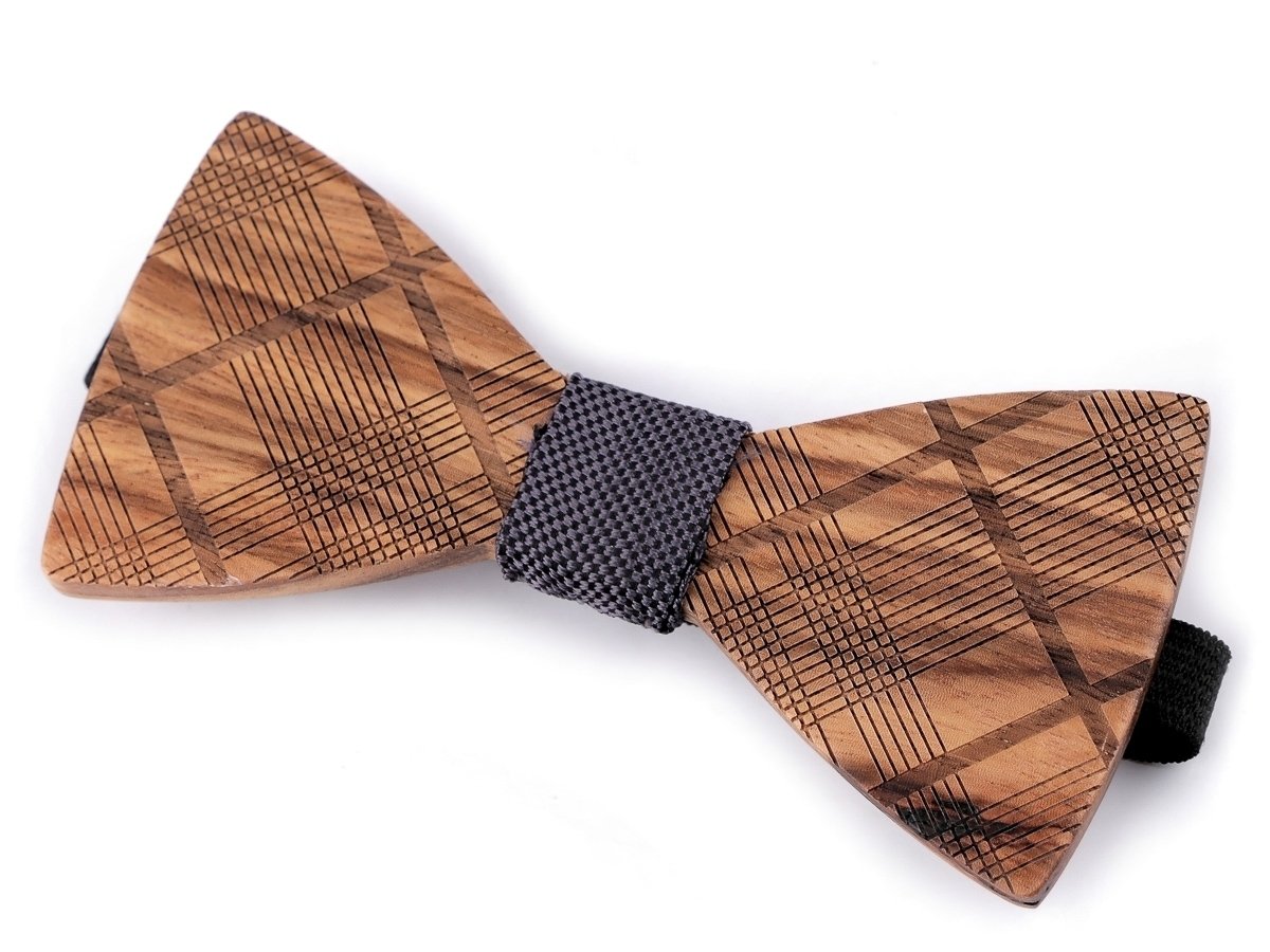 Stoklasa Dřevěný motýlek pánský 770144/18, přírodní vzorovaný hnědá / šedá