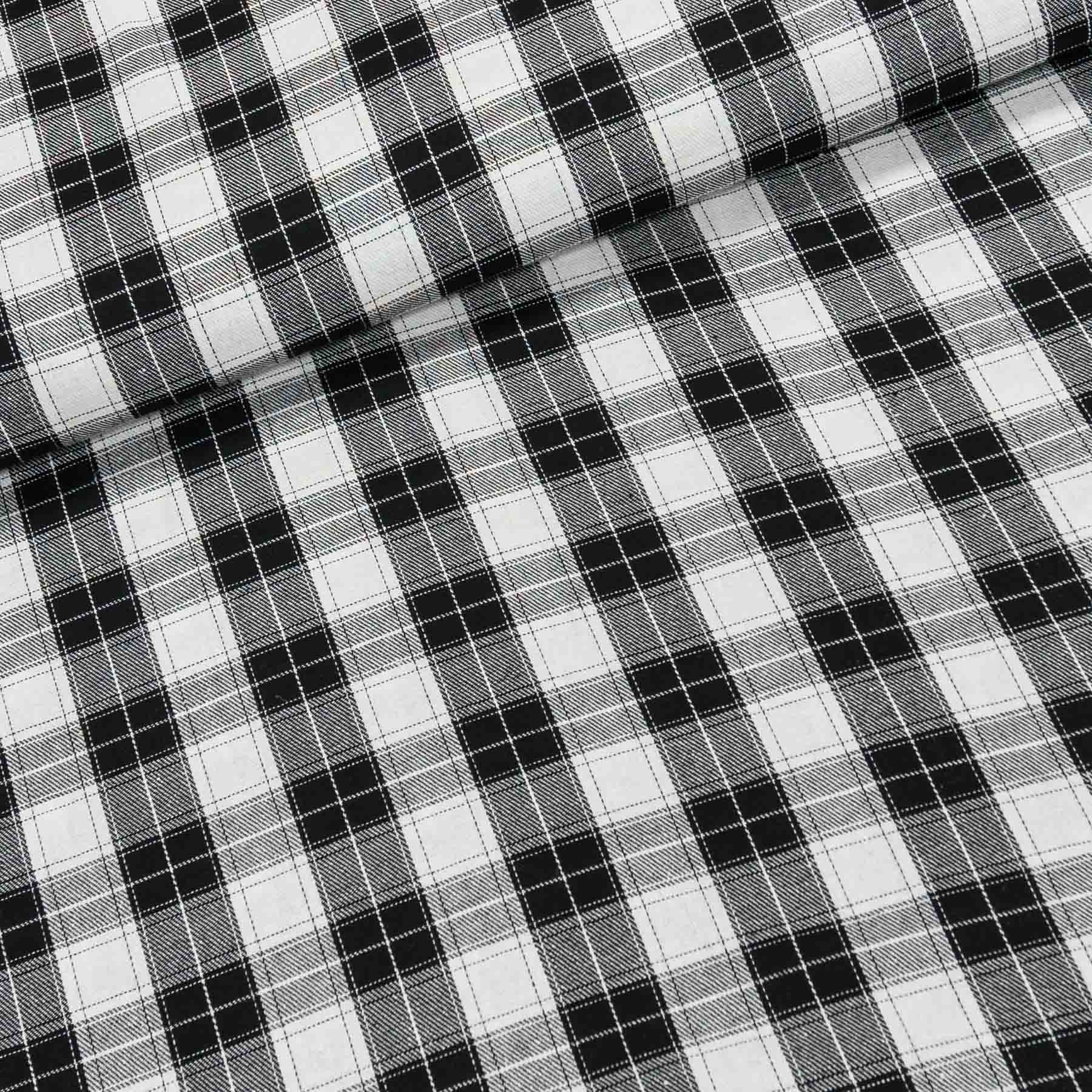 Flanel tkaný / barchet, oboustranný 38, černo-bílé káro, š.150cm (látka v metráži)