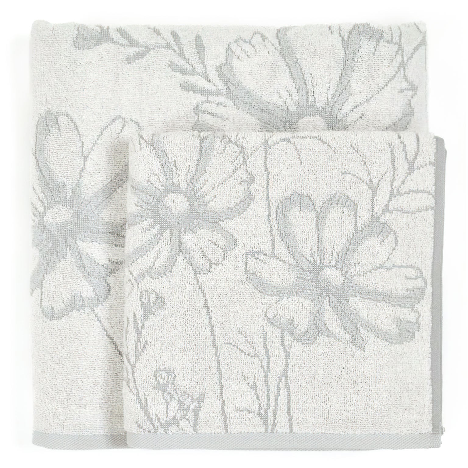 Praktik Froté osuška MONA, šedá s vytkávaným květinovým vzorem, 70x140cm