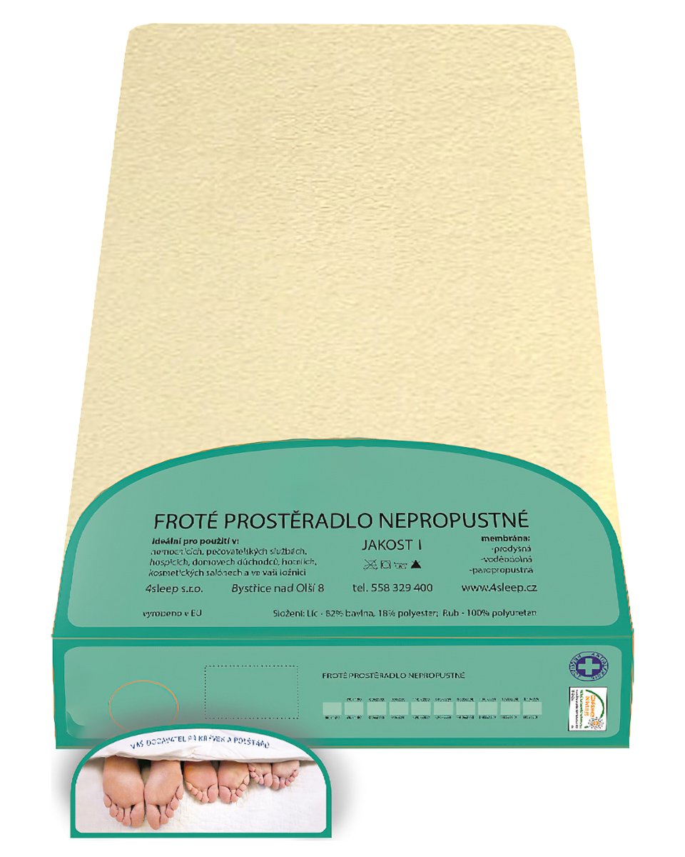 4sleep froté prostěradlo nepropustné 90x200cm, banánové