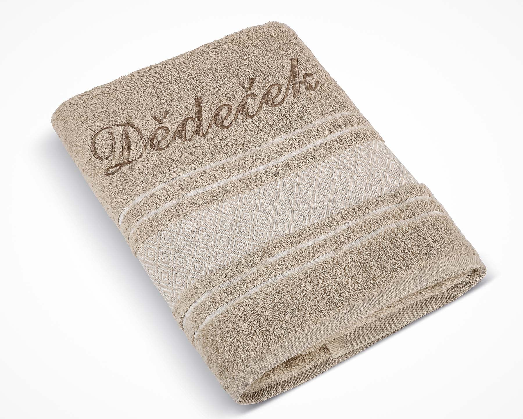 Bellatex Froté ručník S VÝŠIVKOU DĚDEČEK, béžový, 50x100cm