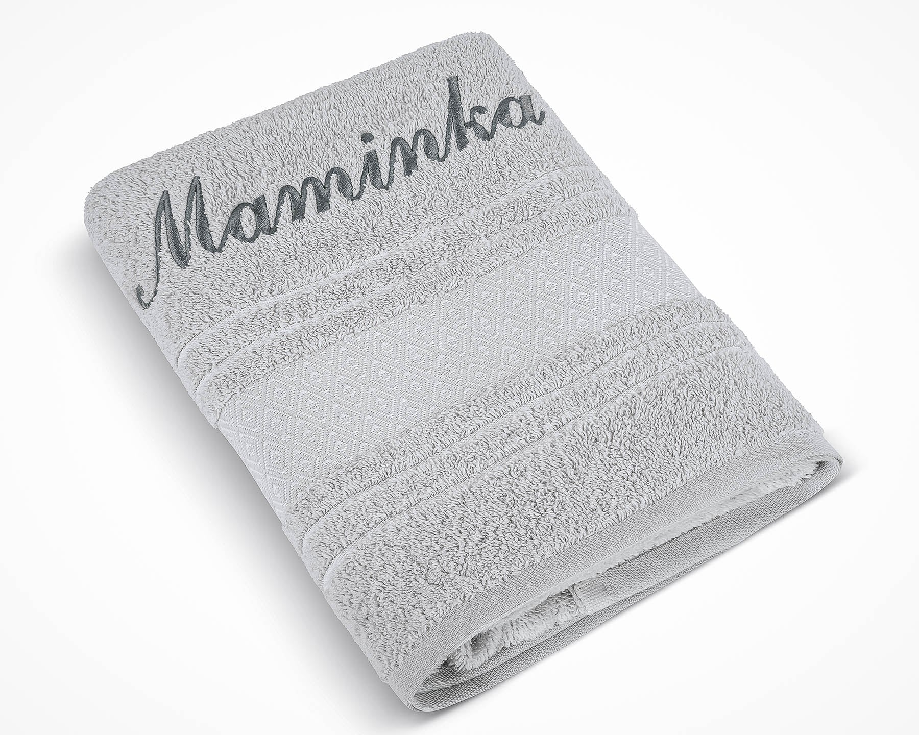 Bellatex Froté ručník S VÝŠIVKOU MAMINKA, světle šedý, 50x100cm