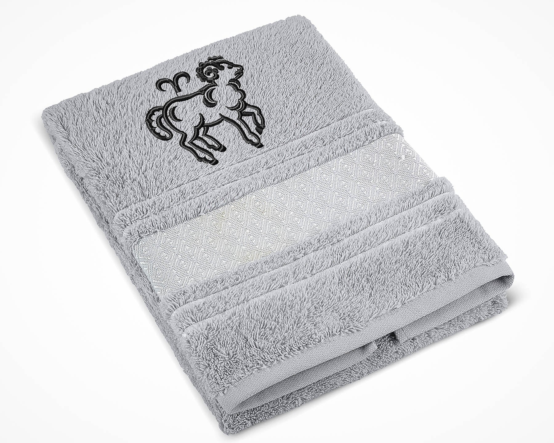 Bellatex Froté ručník S VÝŠIVKOU ZNAMENÍ ZVĚROKRUH BERAN, šedý, 50x100cm
