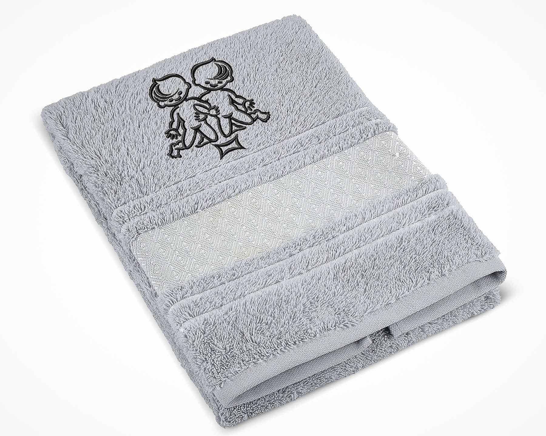 Bellatex Froté ručník S VÝŠIVKOU ZNAMENÍ ZVĚROKRUH BLÍŽENCI, šedý, 50x100cm