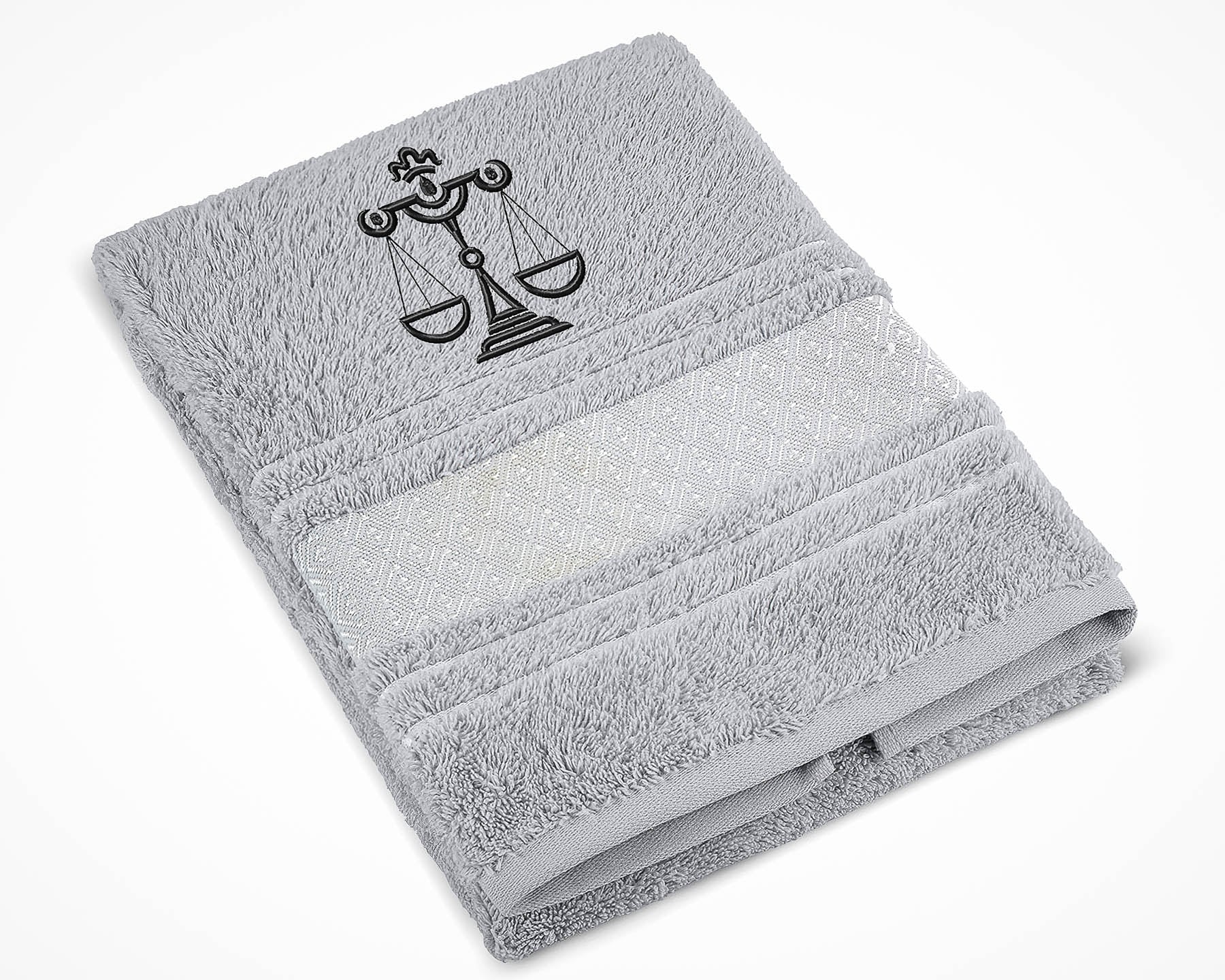 Bellatex Froté ručník S VÝŠIVKOU ZNAMENÍ ZVĚROKRUH VÁHY, šedý, 50x100cm