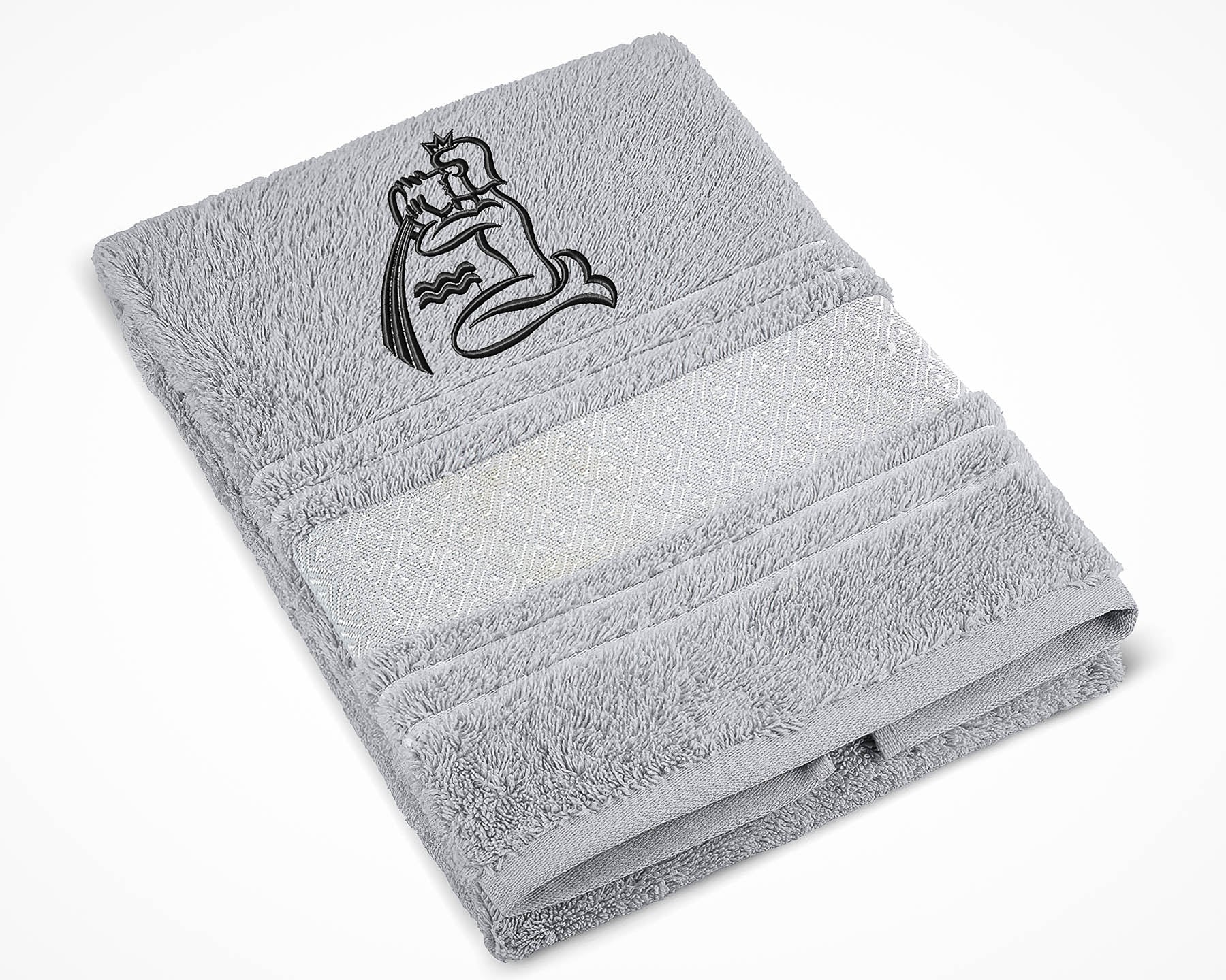 Bellatex Froté ručník S VÝŠIVKOU ZNAMENÍ ZVĚROKRUH VODNÁŘ, šedý, 50x100cm