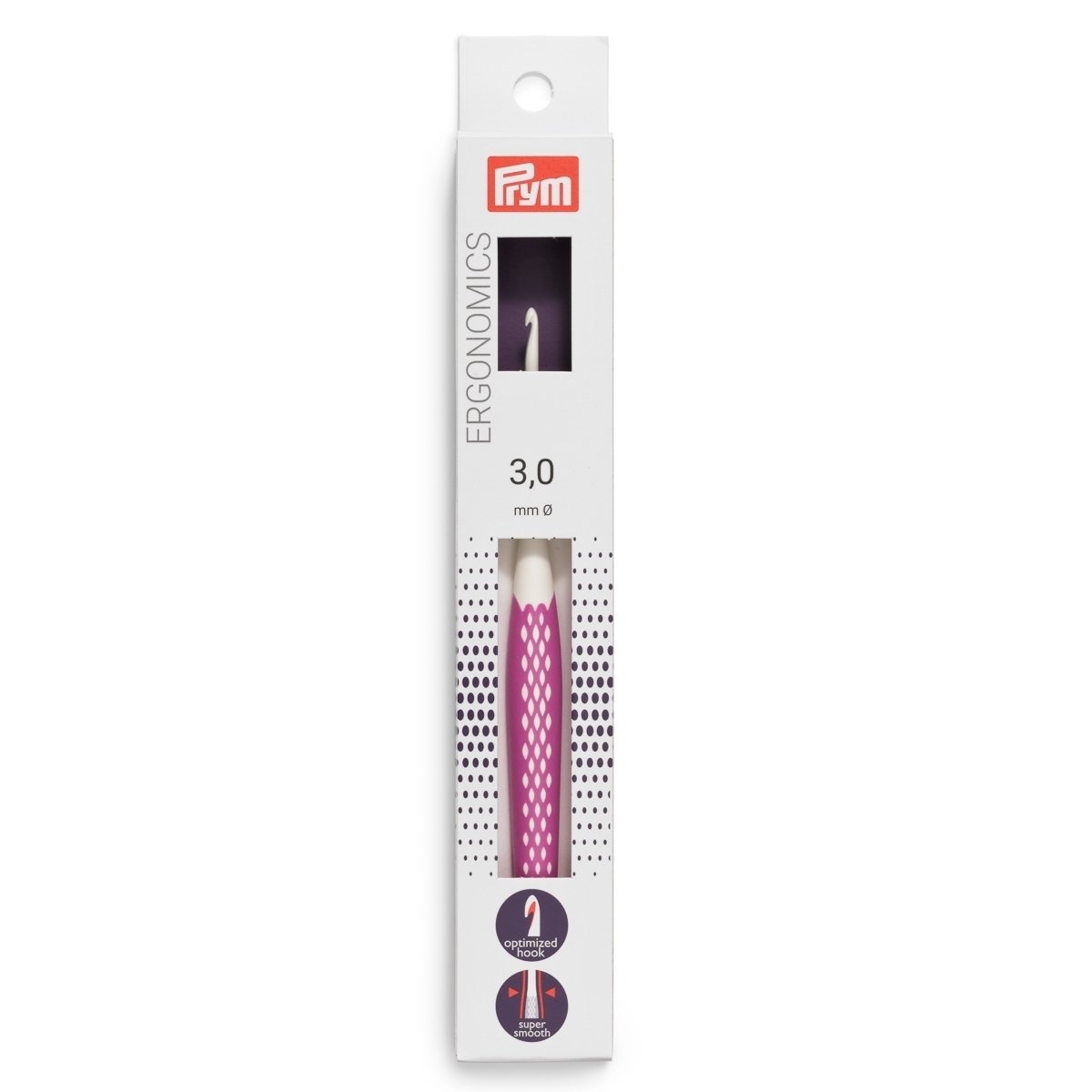 PRYM Háček na háčkování ergonomický plastový PRYM ERGO, velikost 3mm, délka 16cm