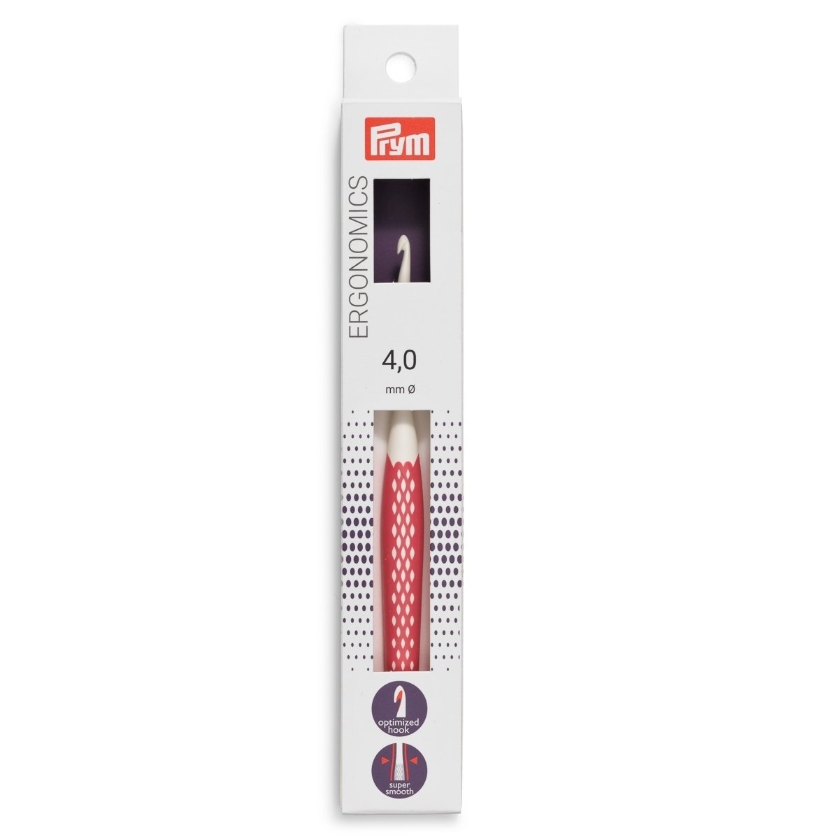 PRYM Háček na háčkování ergonomický plastový PRYM ERGO, velikost 4mm, délka 16cm