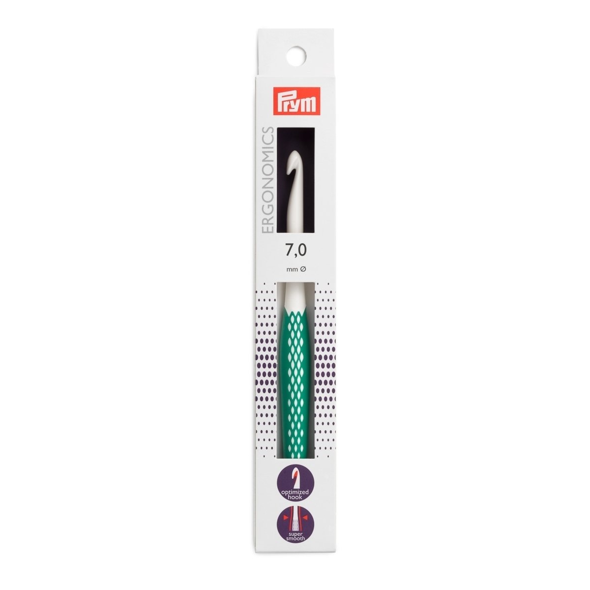 PRYM Háček na háčkování ergonomický plastový PRYM ERGO, velikost 7mm, délka 17cm