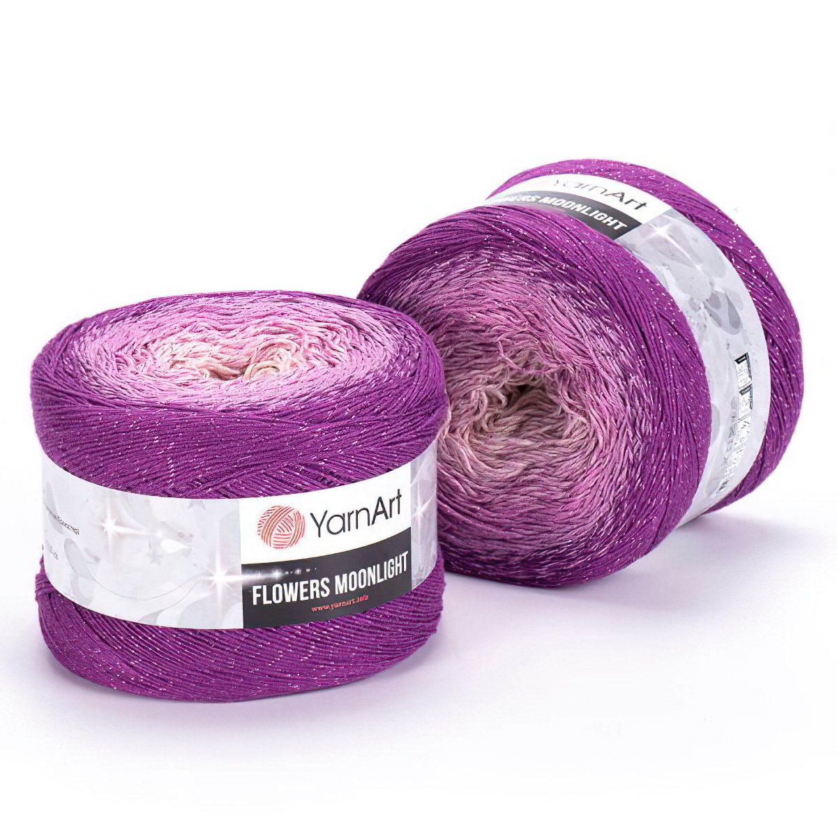 YarnArt pletací / háčkovací příze YarnArt FLOWERS MOONLIGHT 3290 světle fialová, melírovaná (duhová), metalické vlákno, 260g/1000m