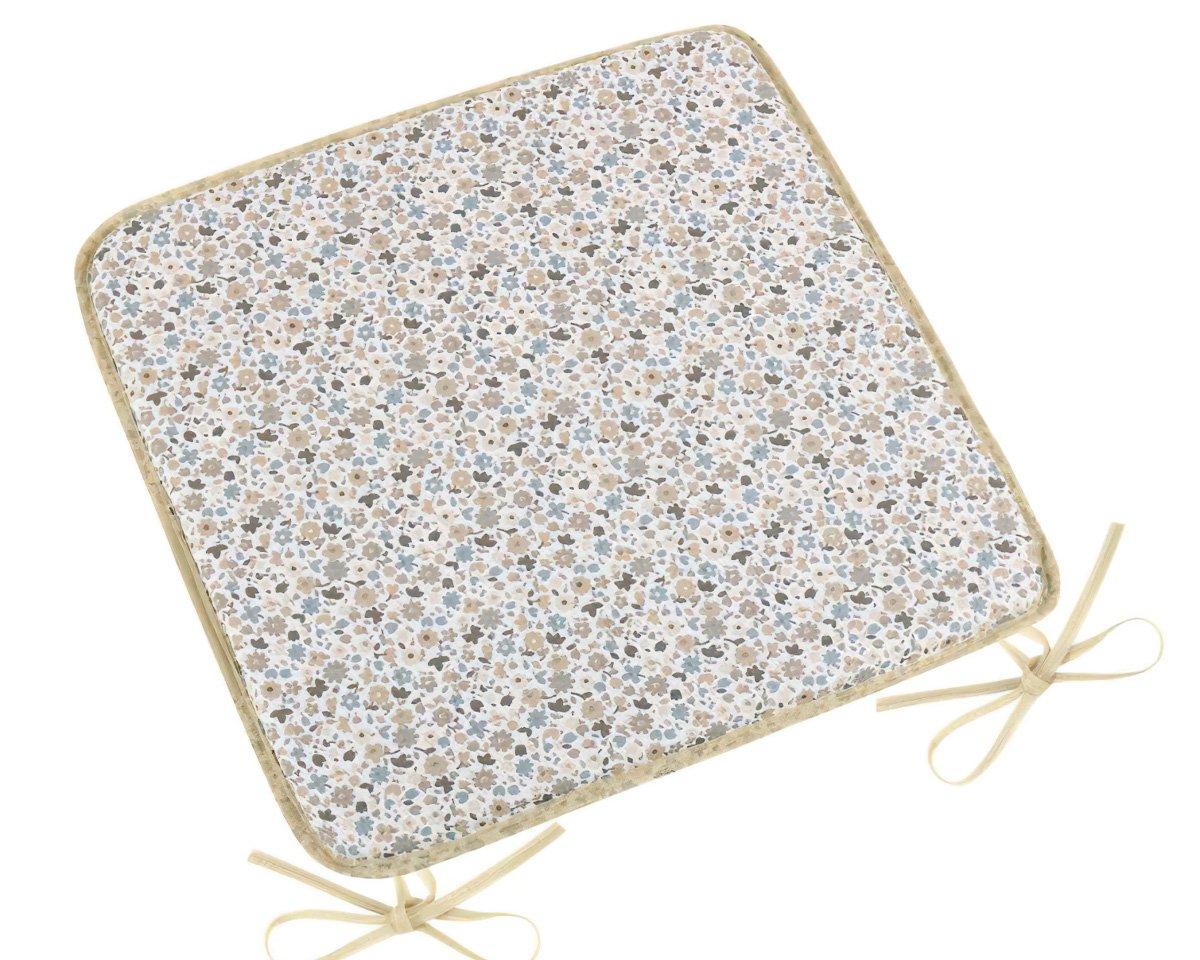 Bellatex Hladký sedák EMA 34/547, KVÍTEK BÉŽOVÝ, MODRÝ, čtverec 40x40cm