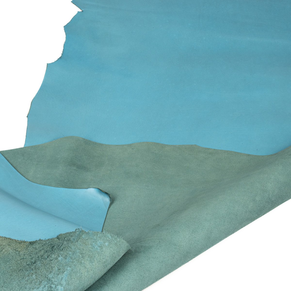 TextilCentrum.cz Pravá přírodní hovězí kůže / hovězina SKINITO světle modrá, tloušťka 1,4 - 1,6 mm, ve střihu po A4