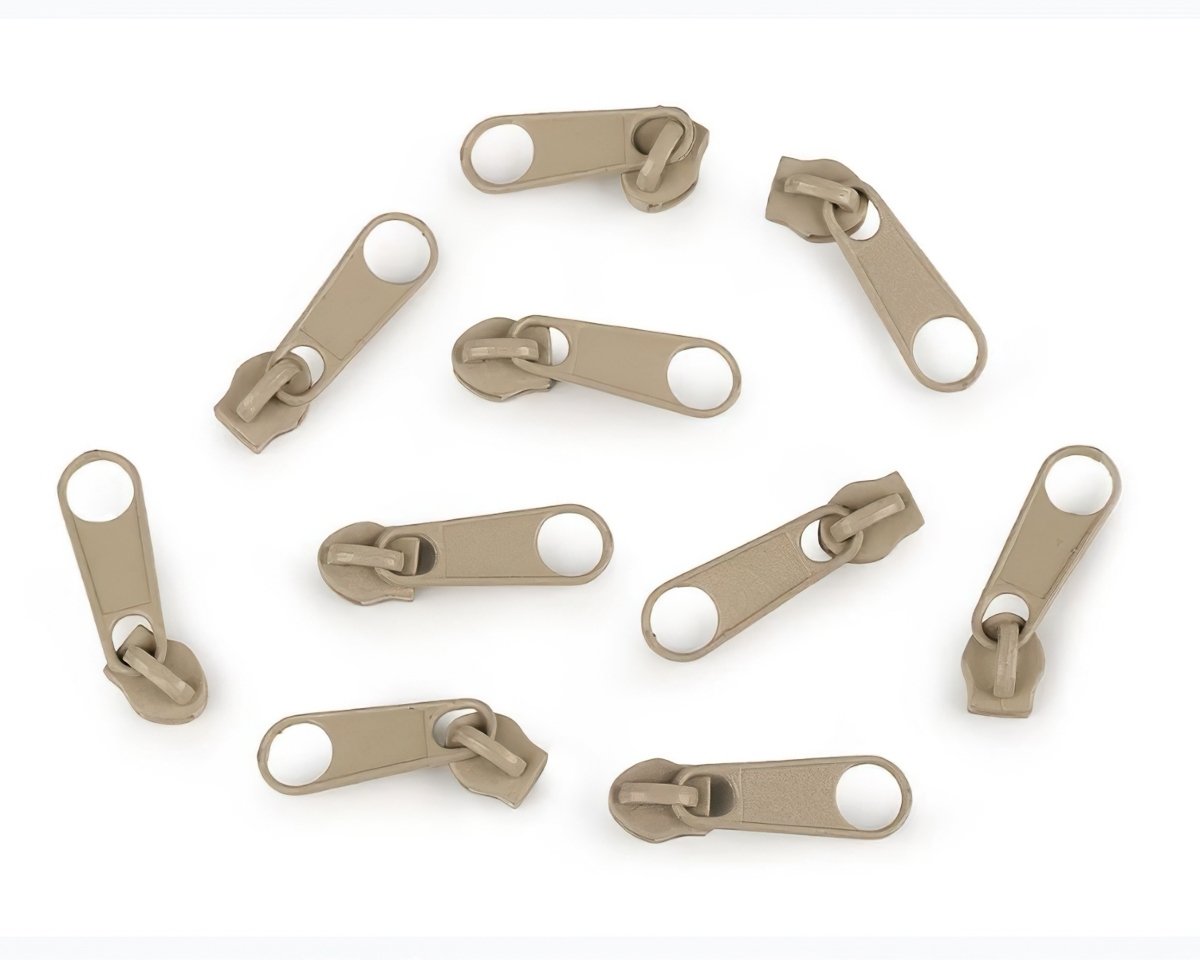 Jezdec ke spirálovému zipu POL 3 mm, 070272/308 hnědý přírodní, kovový, bez aretace / s táhlem