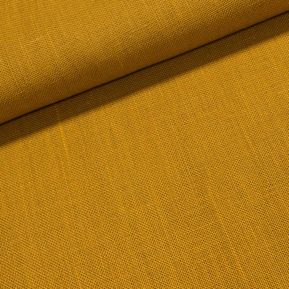 Juta technická (pytlovina), gramáž 365 g/m2, jemná, jednobarevná hořčicová (09), š.150cm (látka v metráži)