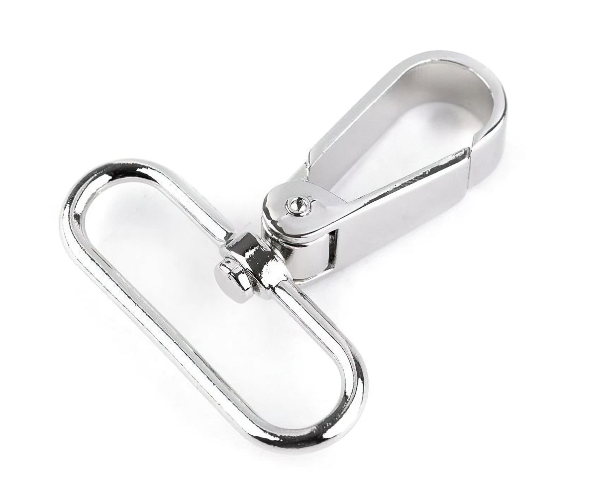 Karabina kovová, s průvlekem 060995-1 nikl, stříbrná průvlek 39mm