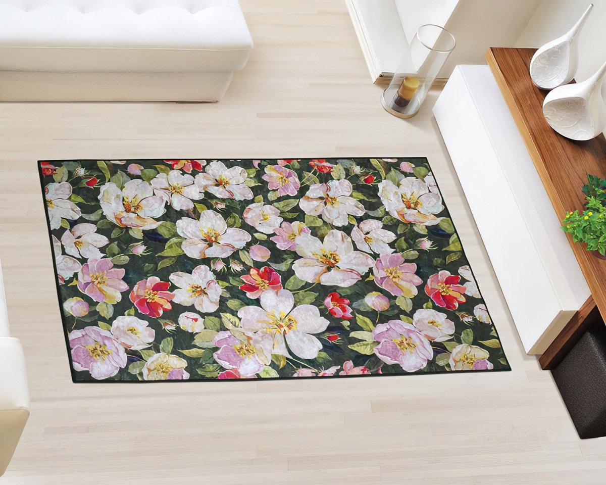 Bellatex Koberec, běhoun kusový 3D FOTOTISK KVĚT, růžovo-zelený 80x120cm