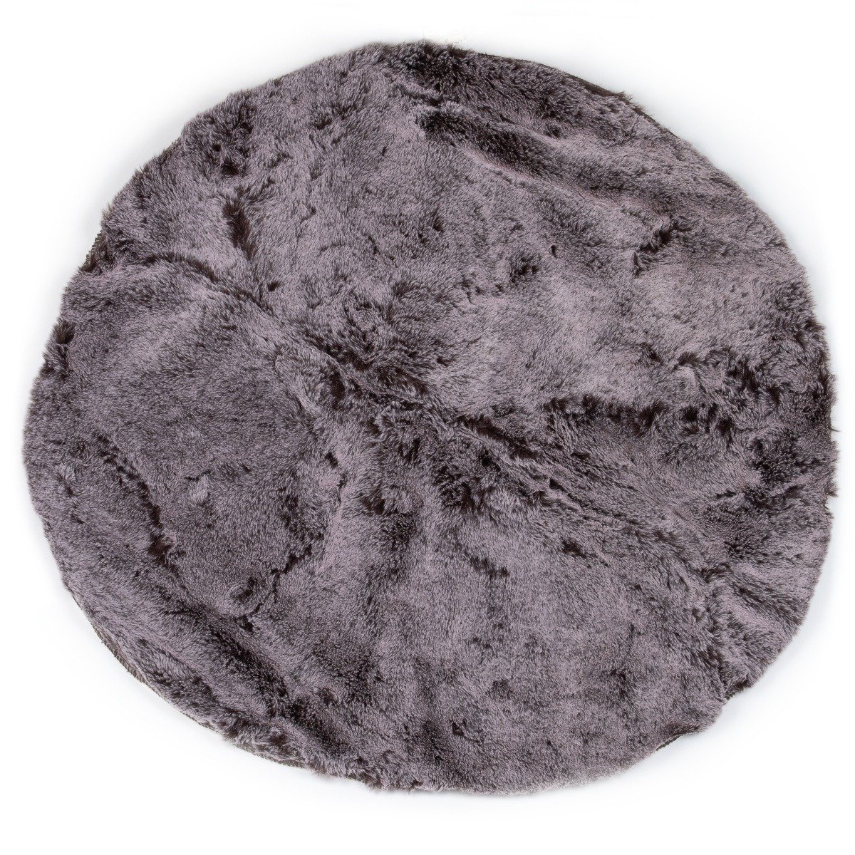 Avax koberec / kožešinová předložka CHLUP kulatá, hnědá, průměr 90cm