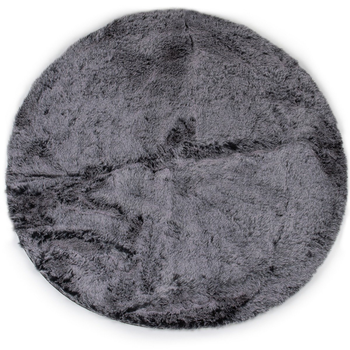 Avax koberec / kožešinová předložka CHLUP kulatá, šedomodrá, průměr 90cm