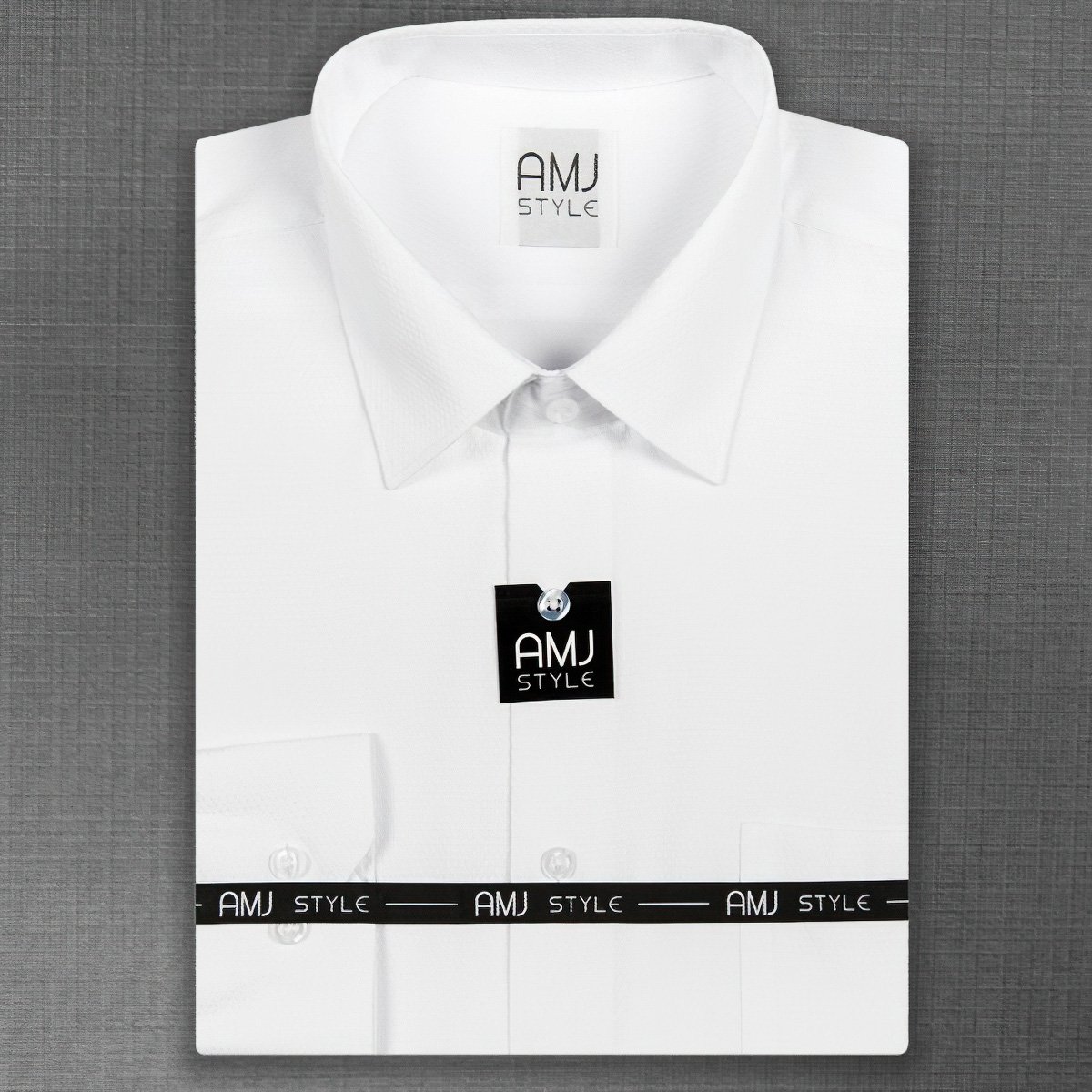 Pánská košile AMJ bílá s vetkávaným vzorem VDS838, dlouhý rukáv, slim fit, vel. 40