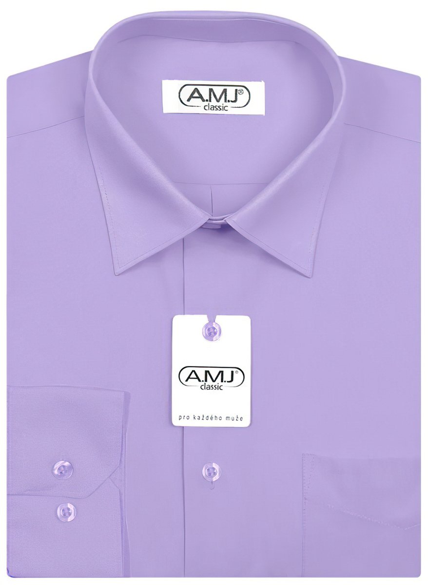 Pánská košile AMJ jednobarevná JD062, fialková, dlouhý rukáv, vel. 40