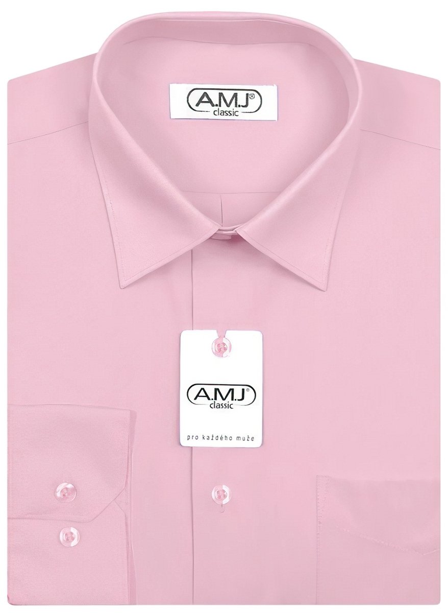 Pánská košile AMJ jednobarevná JDP090, světle fialová, dlouhý rukáv, prodloužená délka, vel. 45