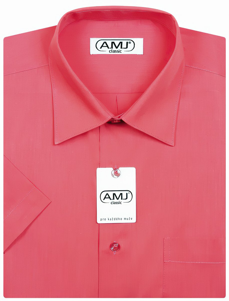 Pánská košile AMJ jednobarevná JD078, malinová, dlouhý rukáv, vel. 41